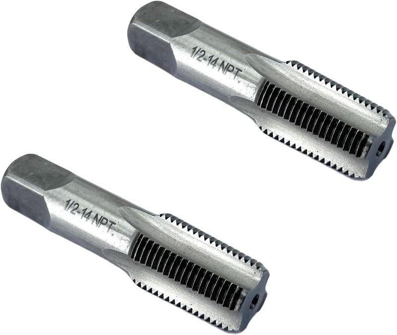 Smsucfuda 2 Pcs 1/2 NPT Hand Threading Tap,Carbon Steel NPT Pipe Taps for Plumbing Projects,Auto Repairs and Other Various DIY Thread Cutting Tools Small Poject - Image 1